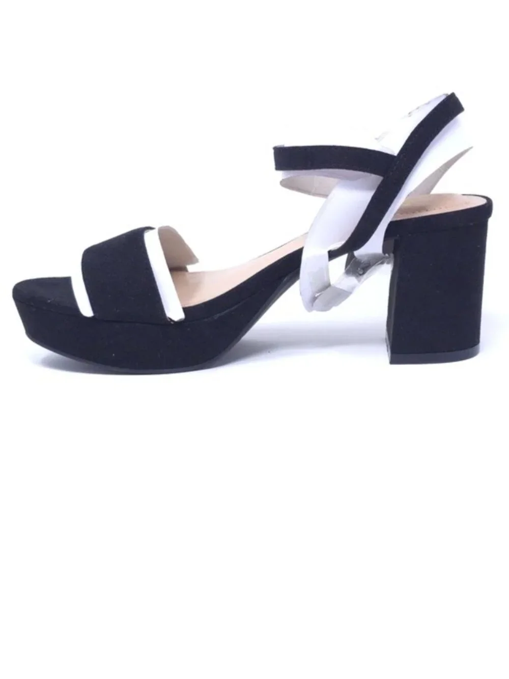 Bandolino Pennie 2 Genuine Suede Block Heel Ankle Strap Sandals Black 6M